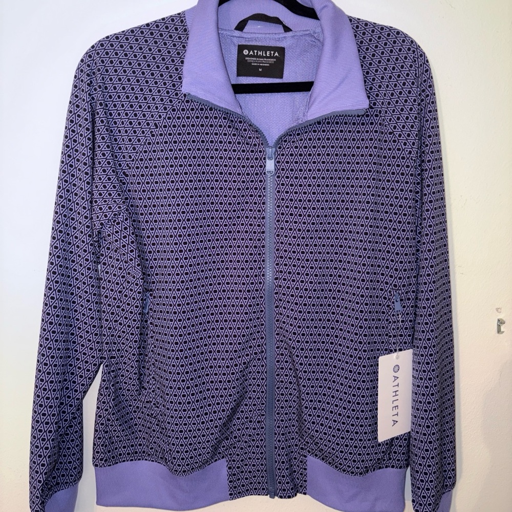 ATHLETA Brooklyn Printed Bomber Jacket, Size M, Lightweight Water Resistant NWT
